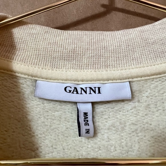 Ganni | Lott Isoli Cherry Bomb Puff Sleeve Sweatshirt Graphic Pullover Size L - Picture 3 of 14